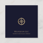 Berufliches Navy Blue Gold Logo Quadratische Visitenkarte (Vorderseite)
