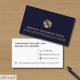 Berufliches Navy Blue Gold Logo Visitenkarte