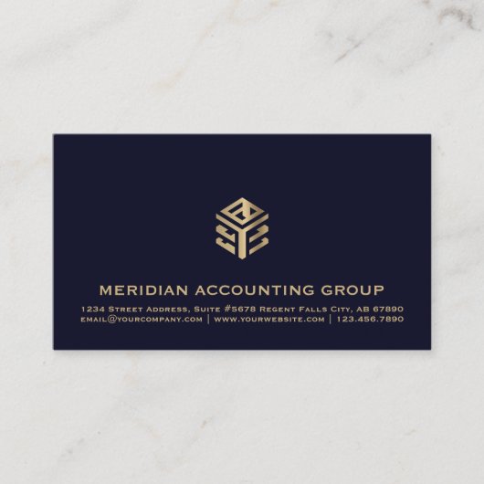 Berufliches Navy Blue Gold Logo Visitenkarte (Vorderseite)