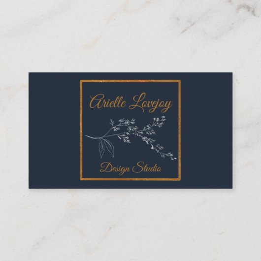 Berufliches Navy Blue mit Gold Business Card Visitenkarte (Vorderseite)