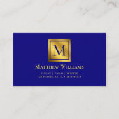 Berufliches Navy Blue und Gold Monogram Visitenkarte (Vorderseite)