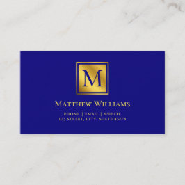 Berufliches Navy Blue und Gold Monogram Visitenkarte