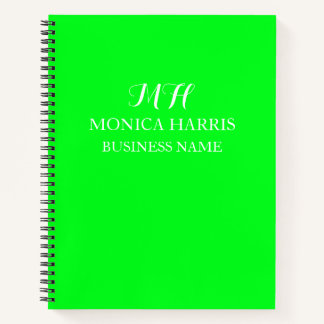 Berufliches Neon Green Monogram Erstgeschäft Notizblock