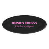 Berufliches Neonrosa Schwarz Namenschild (Vorderseite)