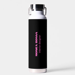 Berufliches Neonrosa Schwarz Trinkflasche