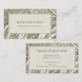 Berufliches neutrales braunes botanisches Muster Visitenkarte (Vorne/Hinten)