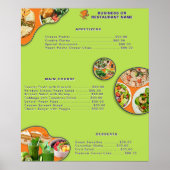 Berufliches Orange Lila Green Vegan Food Menu Poster (Vorne)