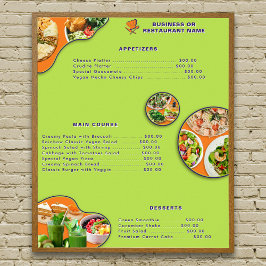 Berufliches Orange Lila Green Vegan Food Menu Poster