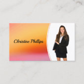 Berufliches Orangefarbenes Foto Visitenkarte (Vorderseite)