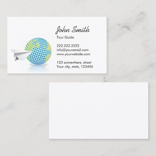 Berufliches Papier Flugzeug & Globe Visitenkarte (Vorne/Hinten)