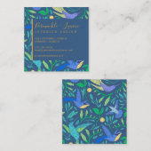 Berufliches Periwinkle Hummingbird Floral Square Quadratische Visitenkarte (Vorne/Hinten)