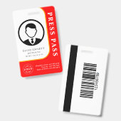 Berufliches Press Abzeichen - Foto- und Barcode-De Ausweis (Vorder- & Rückseite)
