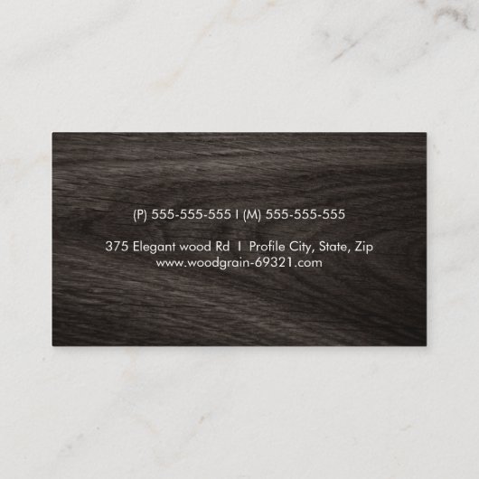 berufliches Profil aus dunklem Eichenholz Visitenkarte (Rückseite)