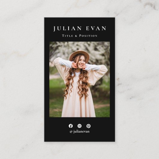 Berufliches Profil Foto Schwarze Fotografie Visitenkarte (Vorderseite)