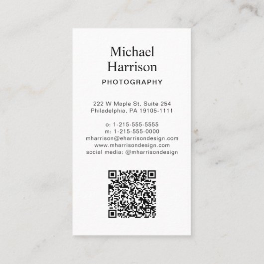 Berufliches QR-Code-Foto Visitenkarte (Rückseite)