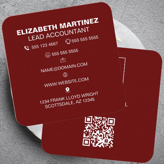 Berufliches QR-Code für Front- und Back-Business-L Quadratische Visitenkarte