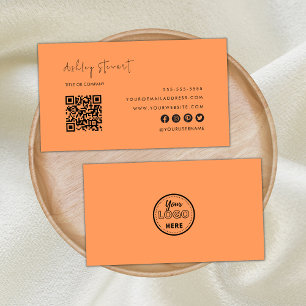 Berufliches Qr-Code-Logo Moderne, trendige Orange Visitenkarte