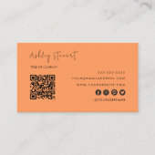 Berufliches Qr-Code-Logo Moderne, trendige Orange Visitenkarte (Vorderseite)