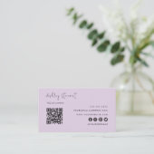 Berufliches Qr-Code-Logo Moderne Trendsetter Lila Visitenkarte (Stehend Vorderseite)