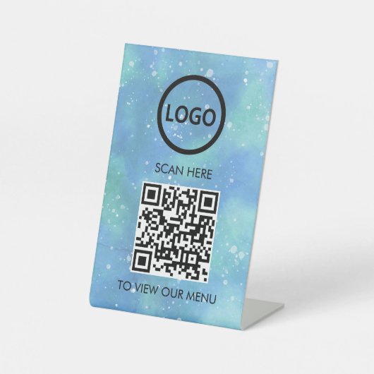 Berufliches QR-Code-Menü, kontaktlose Logos, moder Sockelschild (Vorderseite)