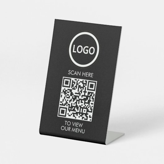 Berufliches QR-Code-Menü, kontaktlose Logos, moder Sockelschild (Vorderseite)