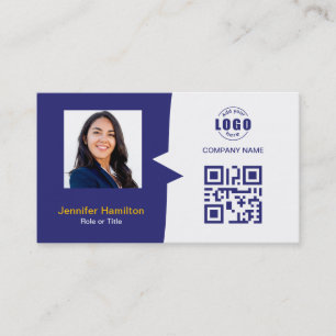 Berufliches QRCode-Foto blau gelb Visitenkarte