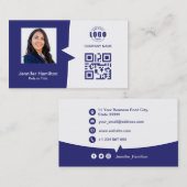 Berufliches QRCode-Foto Blau Visitenkarte (Vorne/Hinten)