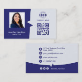 Berufliches QRCode-Foto Blau Visitenkarte (Vorne/Hinten)