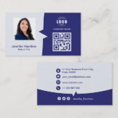 Berufliches QRCode-Foto Blau Visitenkarte (Vorne/Hinten)
