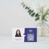 Berufliches QRCode-Foto Blau Visitenkarte (Stehend Vorderseite)