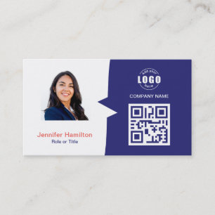 Berufliches QRCode-Foto Blau Visitenkarte