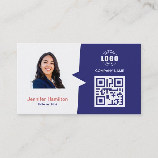 Berufliches QRCode-Foto Blau Visitenkarte (Vorderseite)