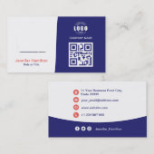 Berufliches QRCode-Foto Blau Visitenkarte (Vorne/Hinten)