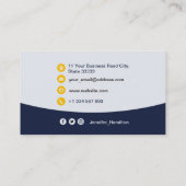 Berufliches QRCode-Foto Dunkelblau gelb Visitenkarte (Rückseite)