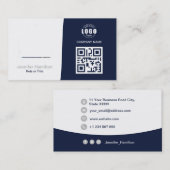 Berufliches QRCode-Foto Dunkelblau grau Visitenkarte (Vorne/Hinten)
