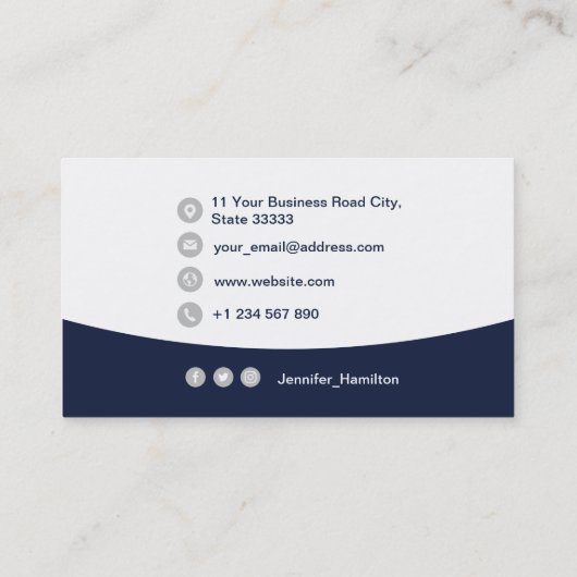 Berufliches QRCode-Foto Dunkelblau grau Visitenkarte (Rückseite)