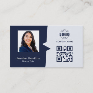 Berufliches QRCode-Foto Dunkelblau grau Visitenkarte