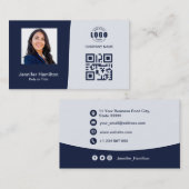Berufliches QRCode-Foto Dunkelblau Visitenkarte (Vorne/Hinten)