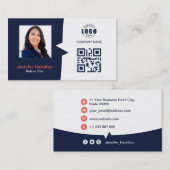 Berufliches QRCode-Foto Dunkelblau Visitenkarte (Vorne/Hinten)