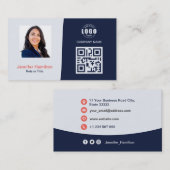 Berufliches QRCode-Foto Dunkelblau Visitenkarte (Vorne/Hinten)
