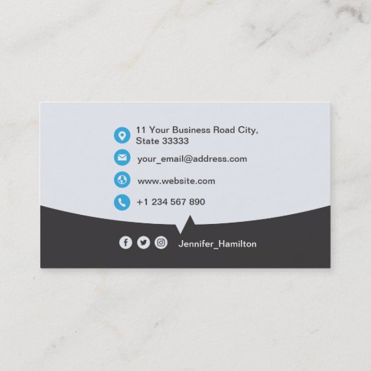 Berufliches QRCode-Foto Grau Blau Visitenkarte (Rückseite)