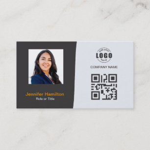 Berufliches QRCode-Foto Grau Orange Visitenkarte