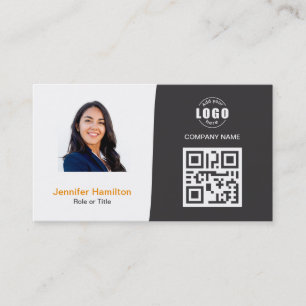 Berufliches QRCode-Foto Grau Orange Visitenkarte