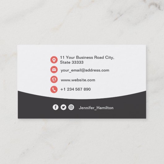 Berufliches QRCode-Foto Grau Red Visitenkarte (Rückseite)