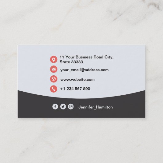 Berufliches QRCode-Foto Grau Red Visitenkarte (Rückseite)