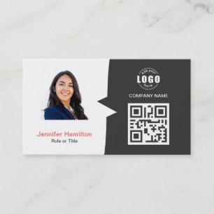 Berufliches QRCode-Foto Grau Red Visitenkarte