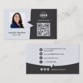 Berufliches QRCode-Foto grau Visitenkarte (Vorne/Hinten)