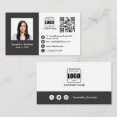 Berufliches QRCode-Foto grau Visitenkarte (Vorne/Hinten)