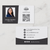 Berufliches QRCode-Foto grau Visitenkarte (Vorne/Hinten)