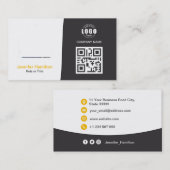 Berufliches QRCode-Foto Graugelb Visitenkarte (Vorne/Hinten)